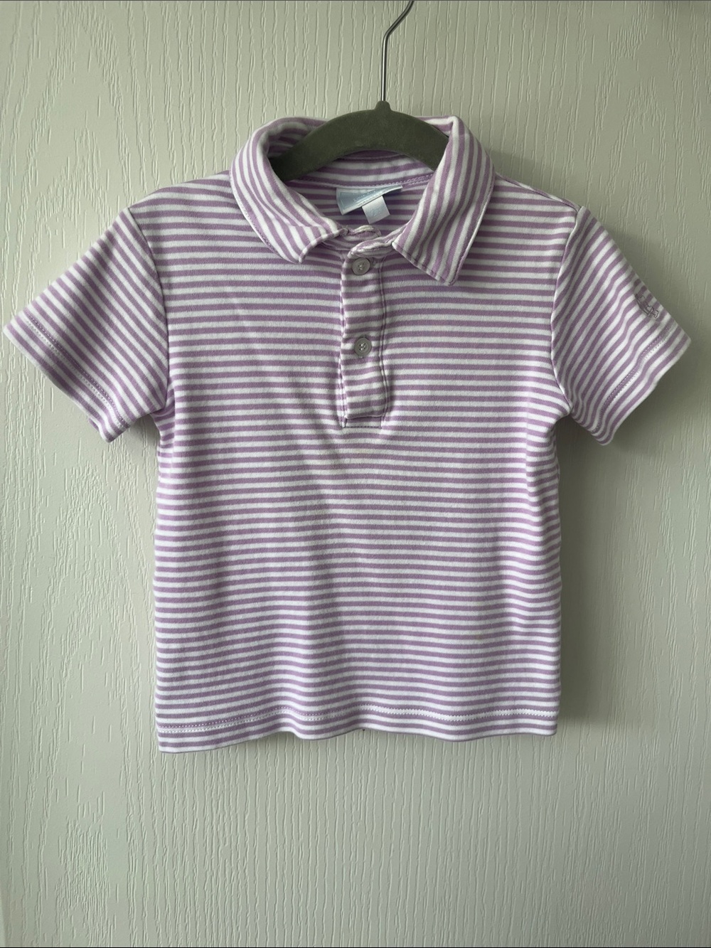 Little English Lavender & White Striped Polo Tee Toddler Boy 2T PLAY